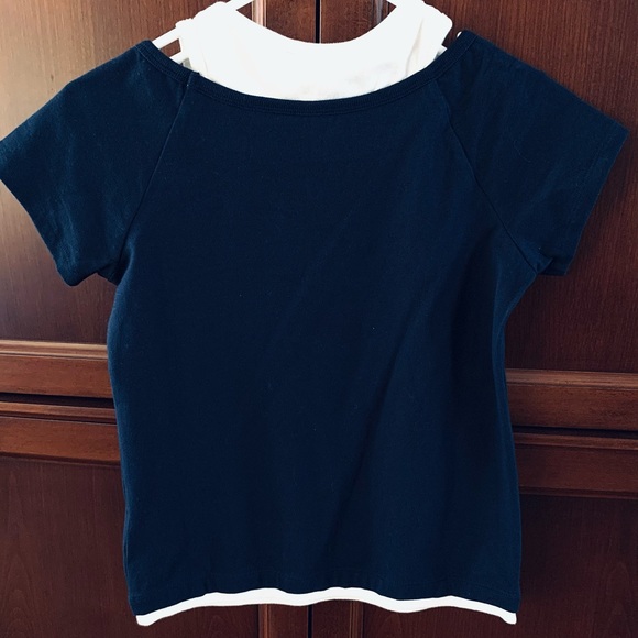 Tommy Hilfiger navy blue & white cotton t-shirt top logo on its front Girls M - Picture 8 of 10